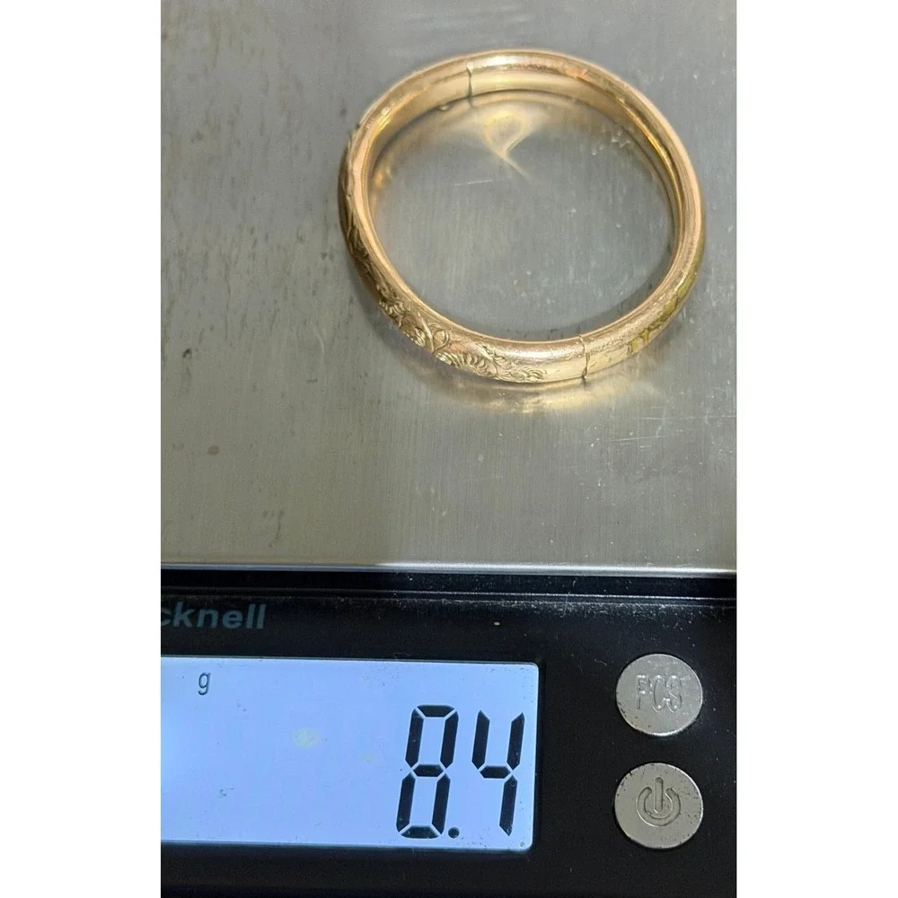 Vintage Gold Filled Bracelet Childs A & Z Engraved Bangle 1 5/8